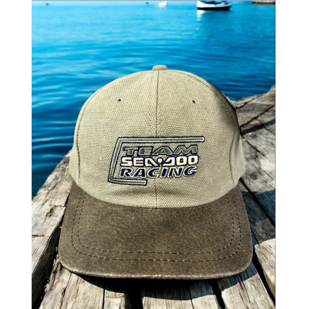 Sea Doo Strap Back Team GTR-X Boat Racing Leather Brim Outdoor Rare Hat Cap NEW